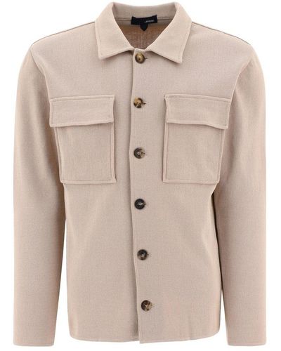 Lardini Straight Hem Knitted Shirt - Natural