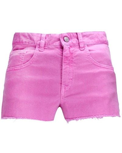 MM6 by Maison Martin Margiela Raw-cut Hem Mini Denim Shorts - Pink