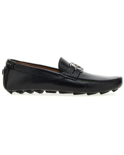 Philipp Plein Round Toe Driver Loafers - Black