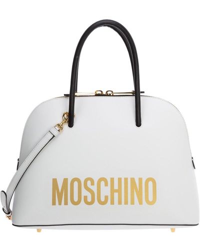Moschino Logo Printed Handbag - White