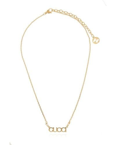 Gucci Logo Charm Necklace - Metallic
