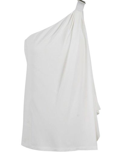 Alberta Ferretti Buckled One-shoulder Top - White