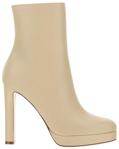 Francesco Russo Almond-toe High-ankle Boots - Natural