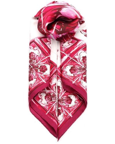 Dolce & Gabbana Majolica Print Twill Scarf - Pink