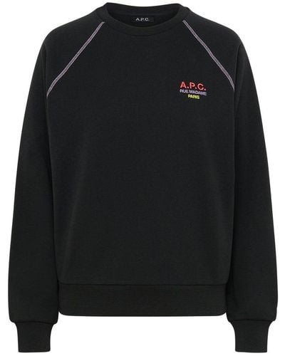 A.P.C. Logo Embroidered Crewneck Sweatshirt - Black