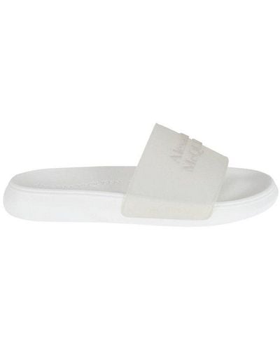 Alexander McQueen Logo Embossed Slip-on Slides - White