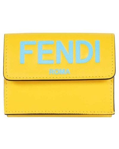 Fendi Leather Tri-fold Wallet - Yellow