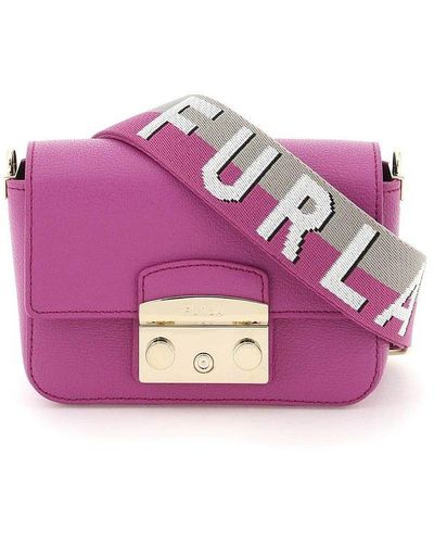 Furla Metropolis Logo Engraved Shoulder Bag - Purple