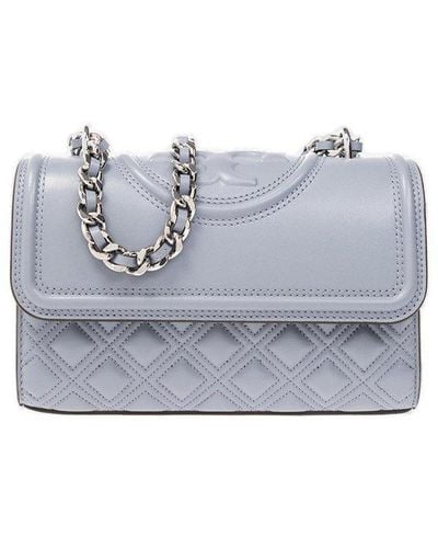 Tory Burch Fleming Leather Small Shoulder Bag. - Grey