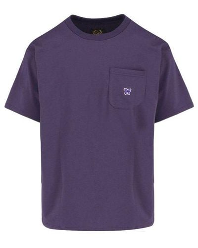 Needles Logo Embroidered Crewneck T-shirt - Purple