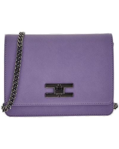 Elisabetta Franchi Logoed Turn-lock Shoulder Bag - Purple