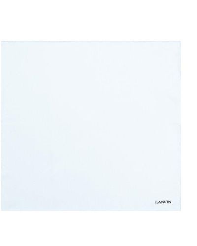 Lanvin Logo Printed Satin Pocket Squares - White