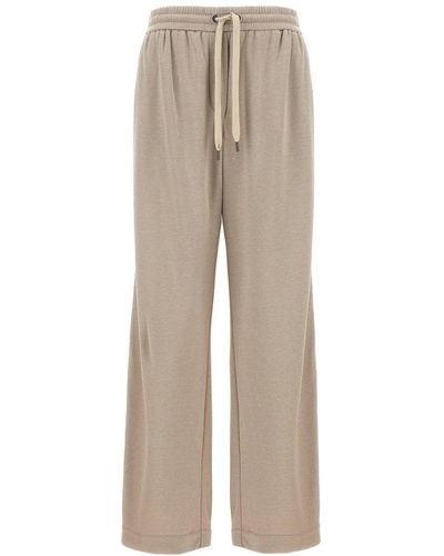 Brunello Cucinelli Drawstring Waistband Relaxed-fit Trousers - Natural