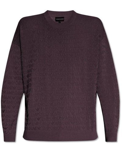 Emporio Armani Monogrammed Sweater, - Purple