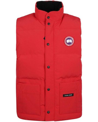 Canada Goose Logo Patch Button-up Gilet - Red