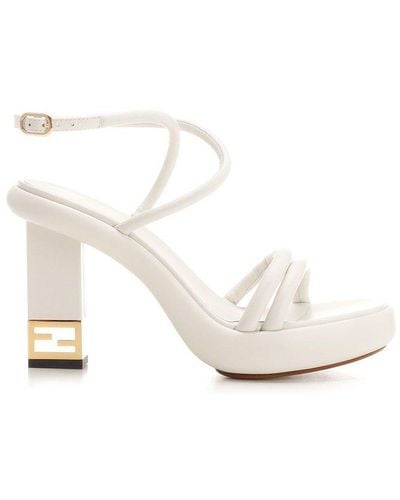 Fendi Baguette Heeled Sandals - White