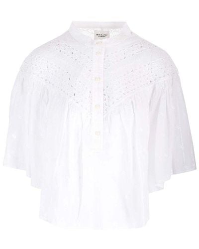 Isabel Marant Safi Broderie-anglaise Short-sleeved Shirt - White