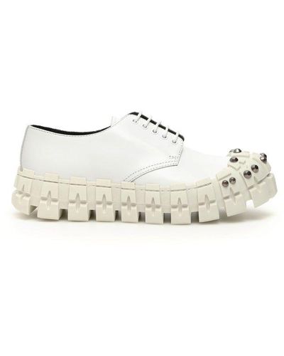 Prada Studded Chunky Lace-up Shoes - White