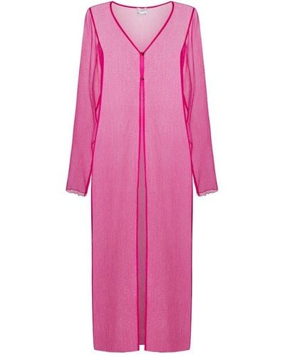 Alysi V-neck Semi-sheer Coat - Pink