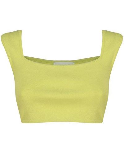 Sportmax Cropped Top In Cotton - Yellow
