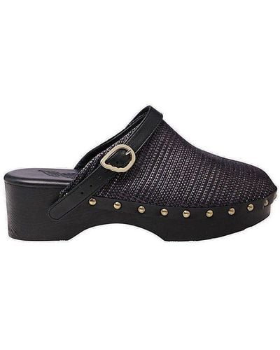 Ancient Greek Sandals Stud Embellished Closed Clogs - Black