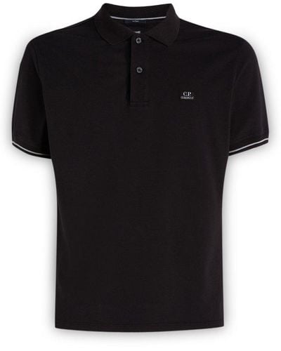 C.P. Company Logo Detailed Polo Shirt - Black