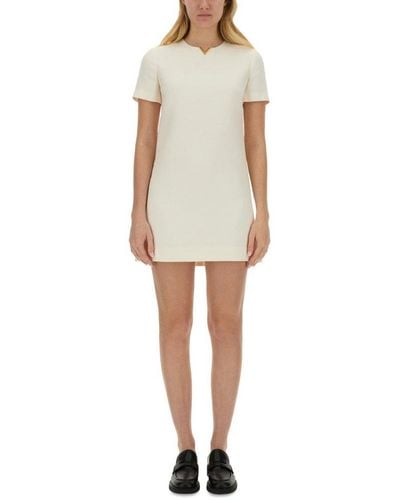 Valentino Crepe Couture Logo Plaque Short-sleeved Dress - White