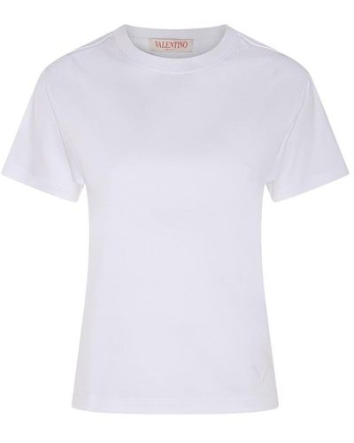 Valentino Logo Embroidered Crewneck T-shirt - White