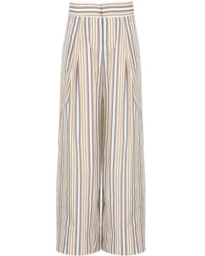 Alberta Ferretti High-waist Wde-leg Striped Trousers - White