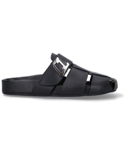 Christian Louboutin Rounded Toe Slip-on Sandals - Black