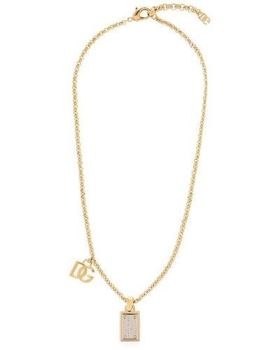 Dolce & Gabbana Logo Charm Necklace - Metallic