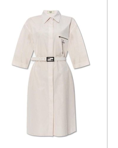 Fendi Oversized Shirt Dress - White