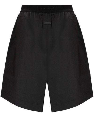 Fear Of God Logo-waistband Drop Crotch Shorts - Black