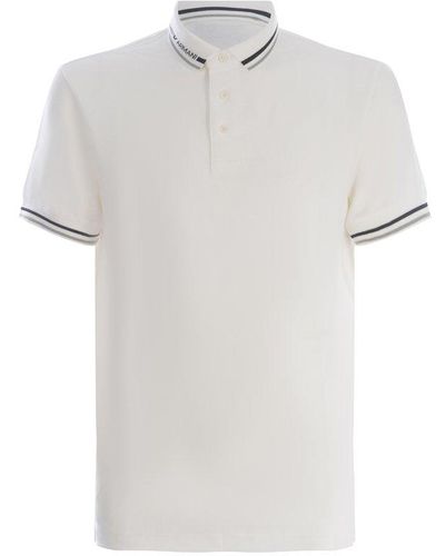 Emporio Armani Logo Placed Jersey Polo Shirt - White