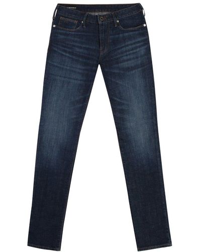 Emporio Armani Logo Plaque Slim-fit Jeans - Blue