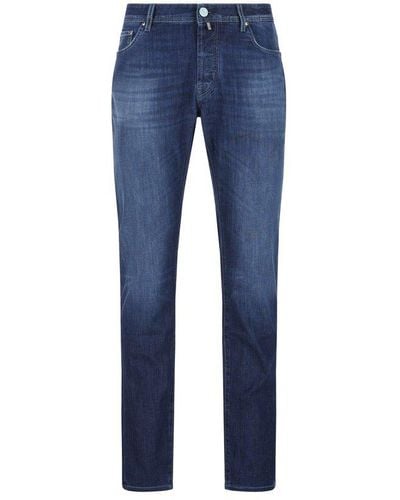 Jacob Cohen Logo-embroidered Mid-rise Straight-leg Jeans - Blue
