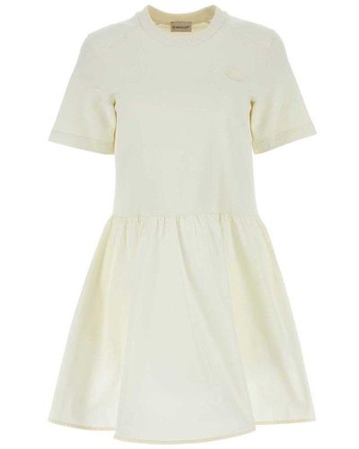 Moncler Ivory Cotton Mni Dress - White