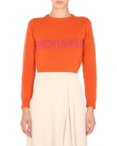 Alberta Ferretti Bohemian Life Crewneck Sweater - Orange