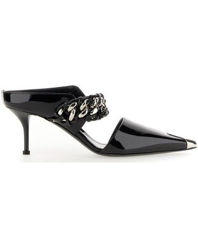Alexander McQueen Pointed Toe Slip-on Sandals - Black