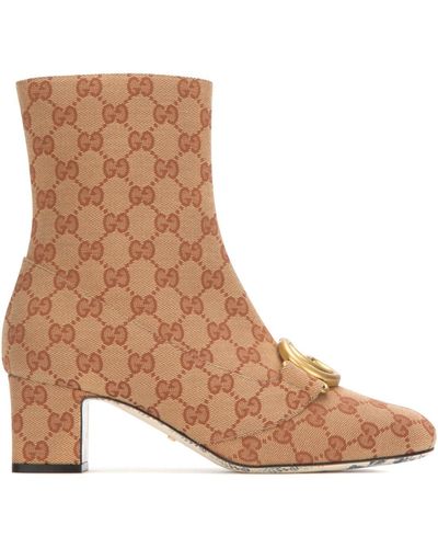 Gucci GG Ankle Boot With Double G - Natural