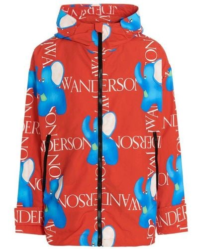 JW Anderson Logo Print Hooded Jacket - Red