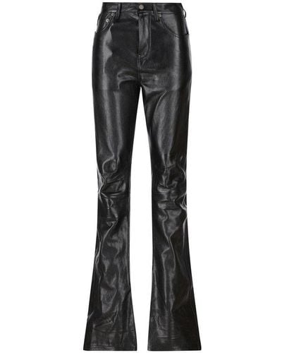 Balenciaga Flared Leather Pants - Black