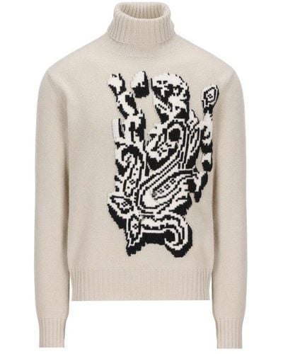 Etro Graphic Intarsia Knitted Jumper - Natural