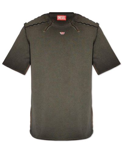 DIESEL T-erie-n Micro-waffle Shoulders T-shirt - Grey