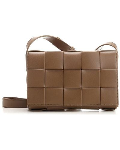Bottega Veneta Cassette Woven Medium Shoulder Bag - Brown
