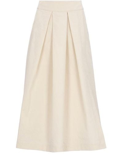 Uma Wang Pleat Detailed Midi Skirt - White