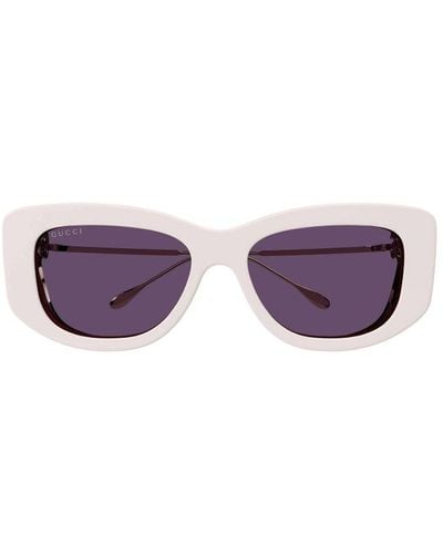 Gucci Specialized Fit Rectangular Frame Sunglasses - Purple