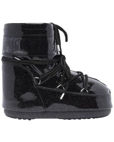 Moon Boot Icon Low Glitter Lace-up Boots - Black