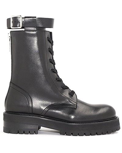 Dondup Round Toe Lace-up Boots - Black