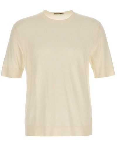 PT Torino Short-sleeved Crewneck Knitted T-shirt - White